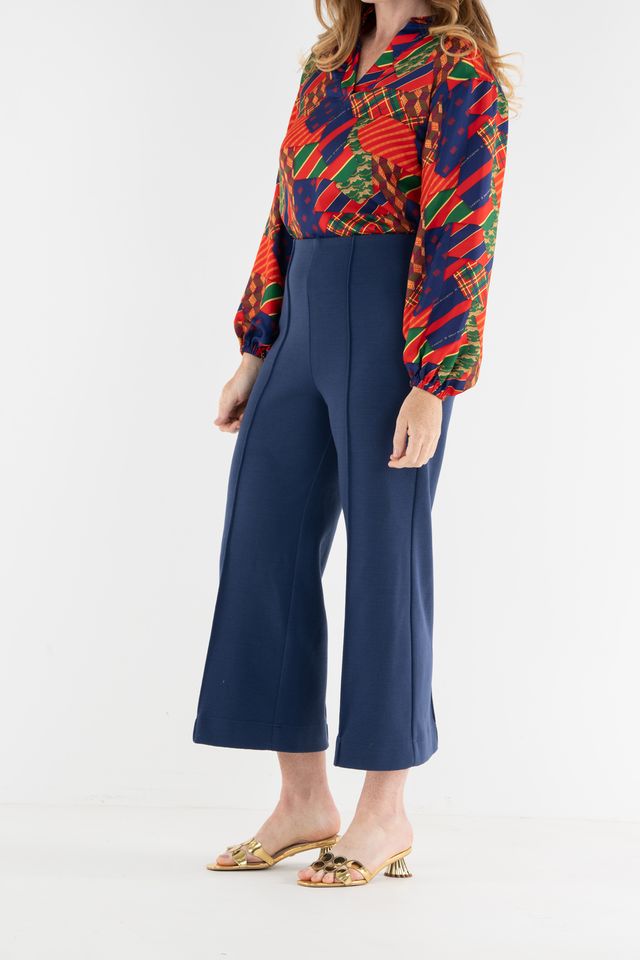Twilight Blue Stretch Knit Cropped Piper